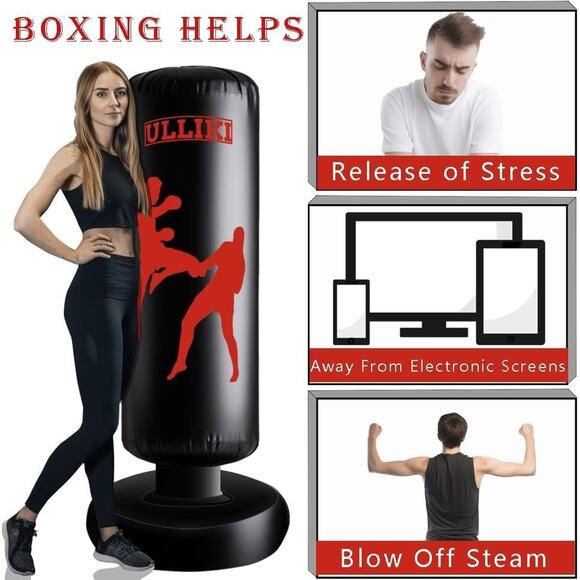 Freestanding Punching Bag for Adults with Gloves, Kick Boxing Bag with Stand - Picture 2 of 6